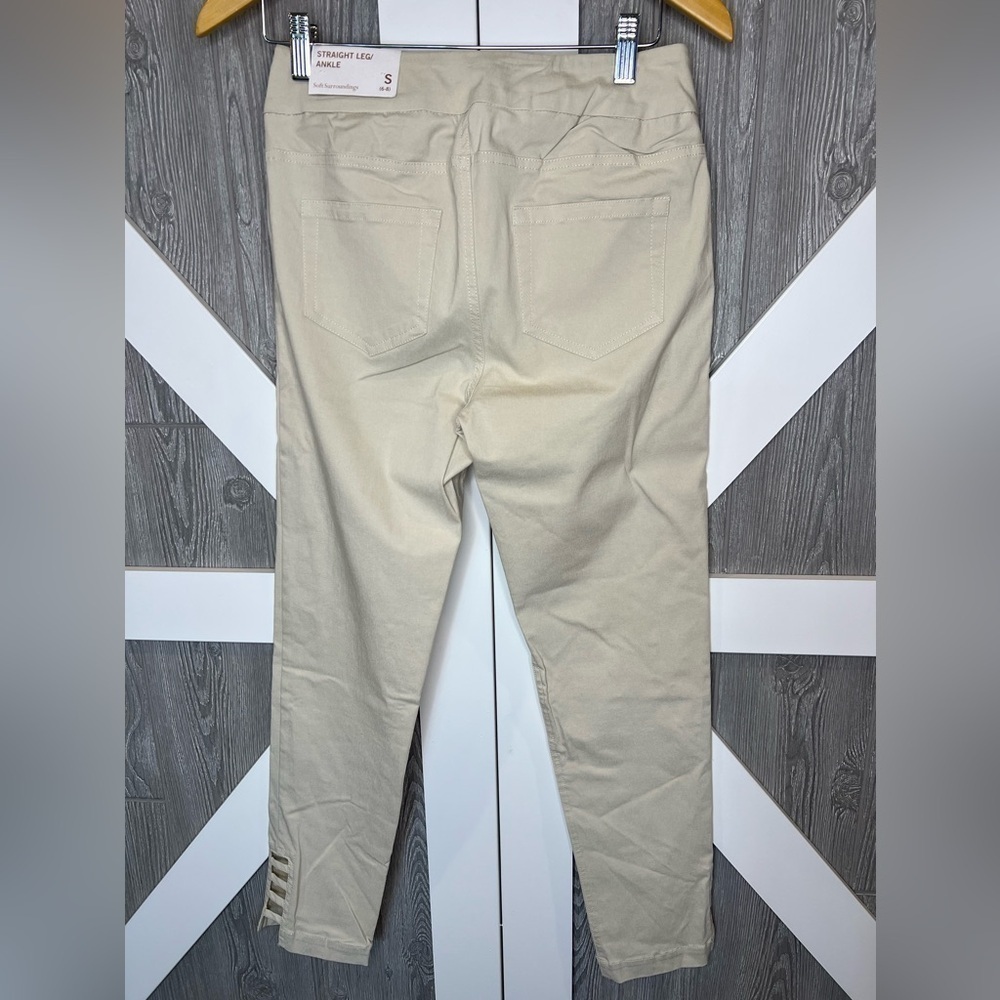 159. NWT Soft Surroundings Super Stretch Lattice Ankle Pants Salt Women’s S 6-8 - Picture 5 of 9